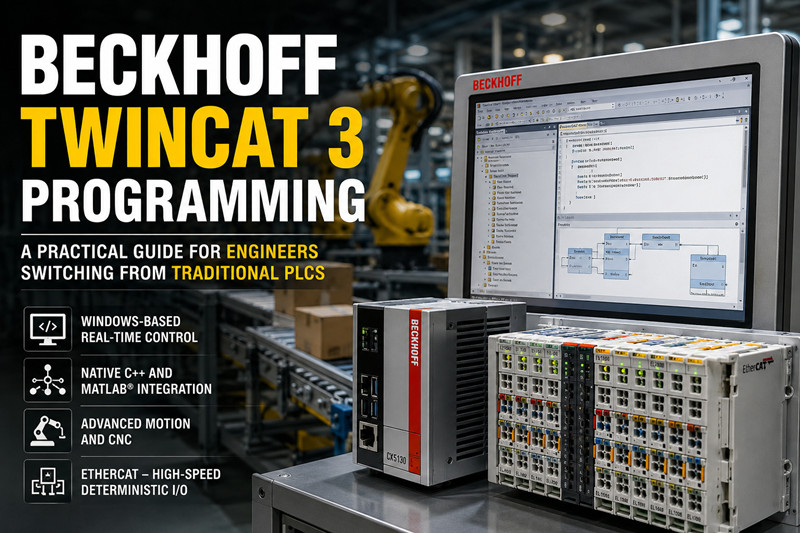 برمجة Beckhoff TwinCAT 3: دليل عملي للمهندسين الذين ينتقلون من وحدات التحكم المنطقية القابلة للبرمجة التقليدية