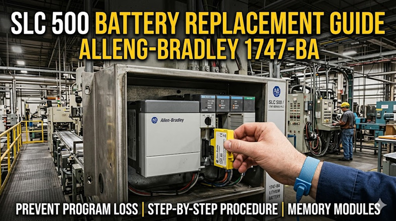 دليل استبدال البطارية، ونسخ البرنامج الاحتياطي، وقطع الغيار لجهاز Allen-Bradley SLC 500