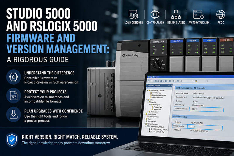 إدارة البرامج الثابتة والإصدارات لبرنامجي Studio 5000 وRSLogix 5000: دليل شامل